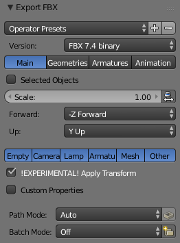 blender fbx export unity rotation