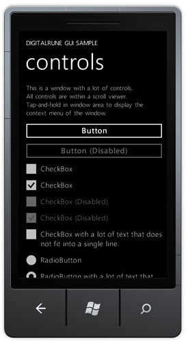 GUI controls running on Windows Phone 7